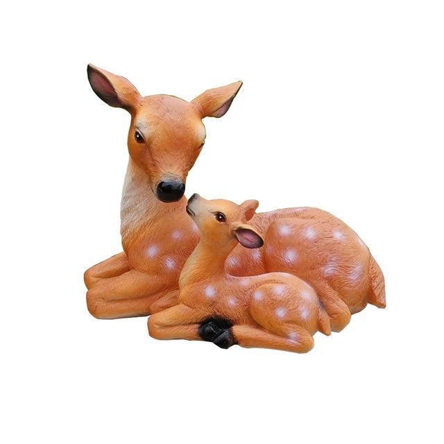 Lifelike Resin Deer Figurine Set - Fawn & Doe Garden Sculpture - ClubOn