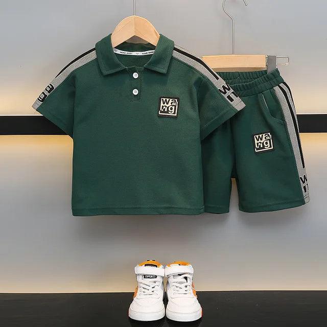 Kids' Letter Print Polo Set | 2-Piece T-Shirt & Shorts 0-5Y - ClubOn