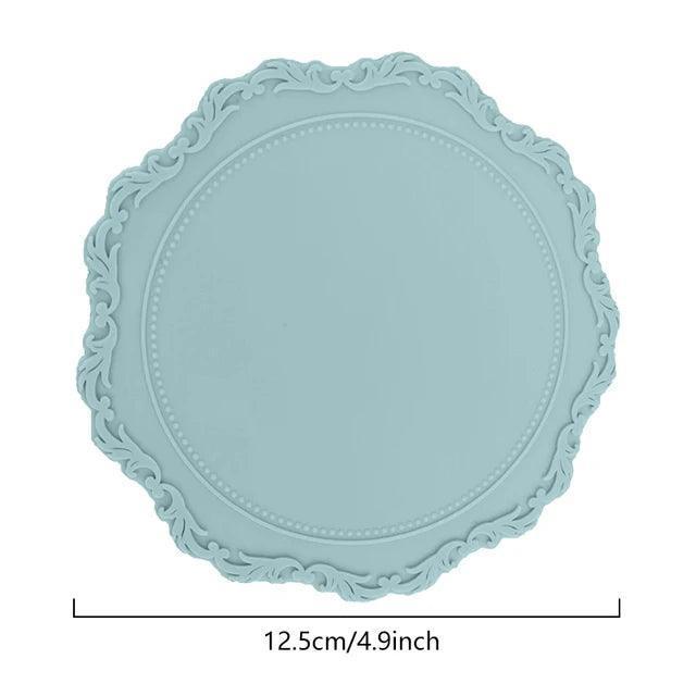 Round Flower Embossed Silicone Placemat – Heat Resistant Pink Coaster for Dining Table - ClubOn
