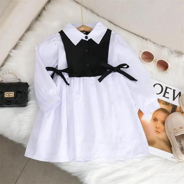 Fashion Long Sleeve Dress for Girls - Casual Princess Bow - ClubOn