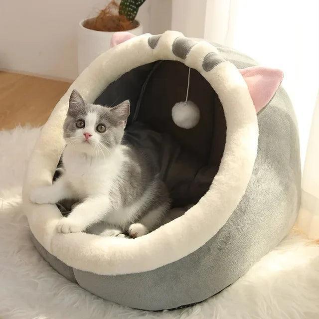 Cozy Cat Bed House | Round Sleeping Cave & Kitten Lounger - ClubOn