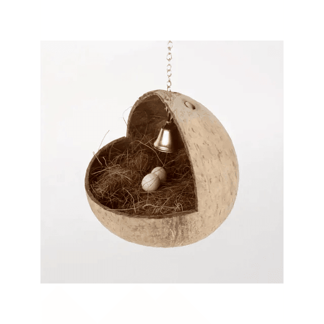 Natural Coconut Fiber Bird Nest – House & Breeding Bed with Warm Pad and Bell for Parrots - ClubOn