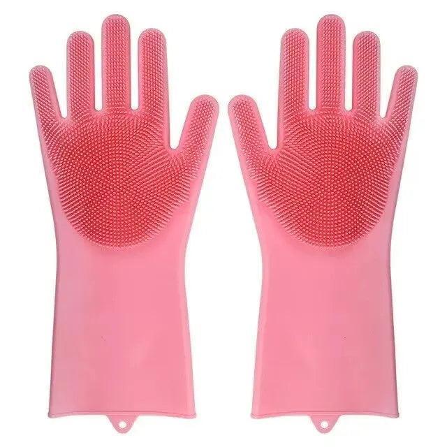 Magic Silicone Dishwashing Gloves - Sponge Scrubber Kitchen Tool - ClubOn