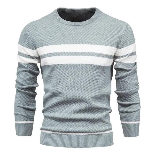 Autumn O-neck Patchwork Long Sleeve Men's Slim Pullover Sweater - Casual Fashion Sweaters for Men - ClubOn