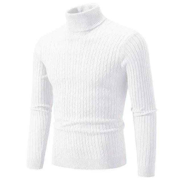 Men's High Neck Knitted Sweater Pullover - Warm Casual Knitwear for Men - ClubOn
