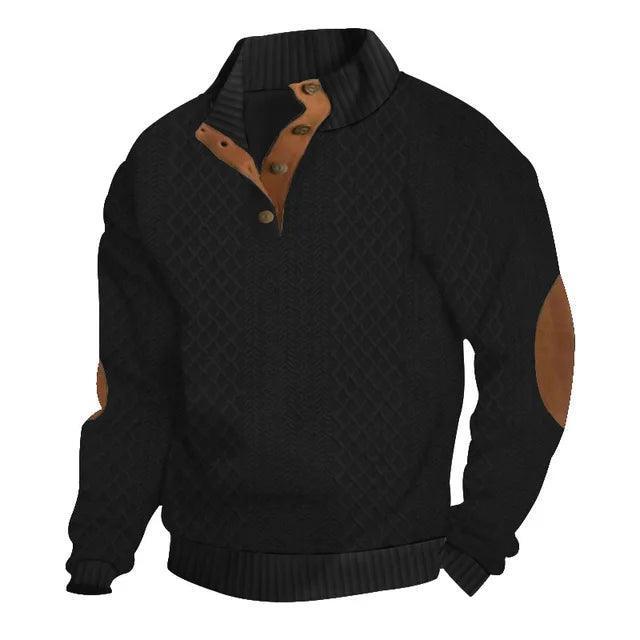Men's Jacquard Design Pullover - Casual O-neck Long Sleeve - ClubOn