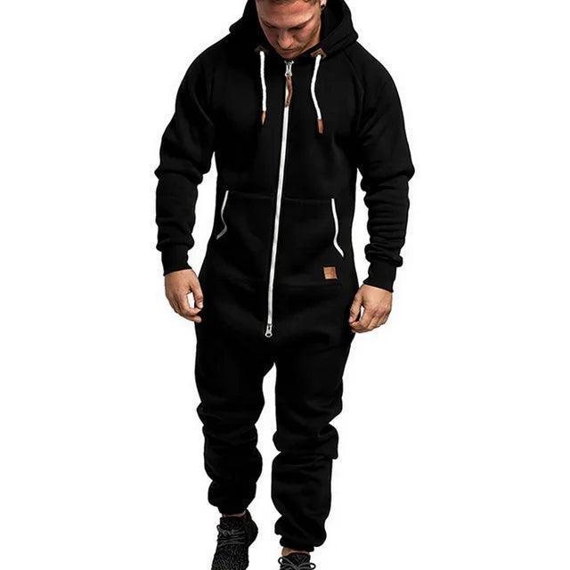 Men's Long Sleeve Onesie Jumpsuit - Casual Hoodie & Sweatpants - ClubOn