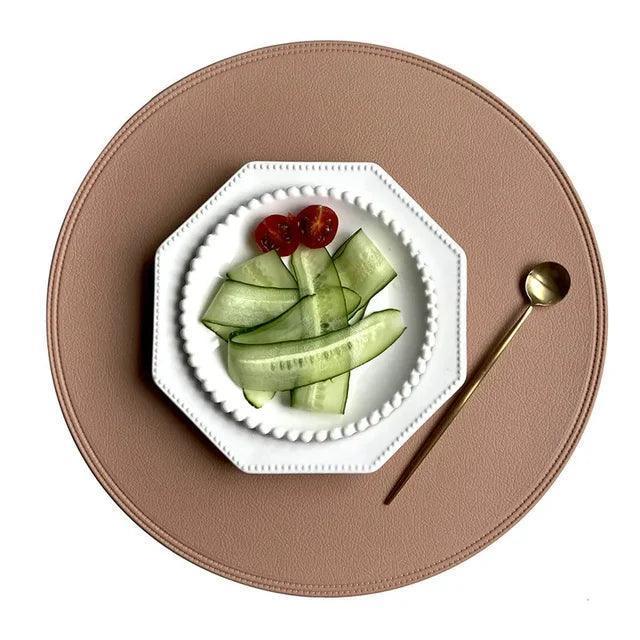 38cm PU Leather Non-Slip Placemat - Oil Resistant Table Mat - ClubOn
