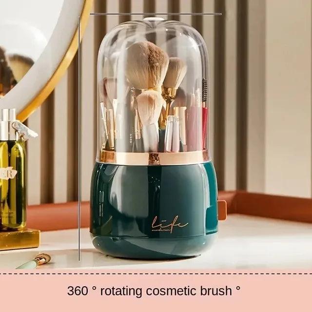 360° Rotating Makeup Brush Holder with Lid – Luxury Organizer - ClubOn