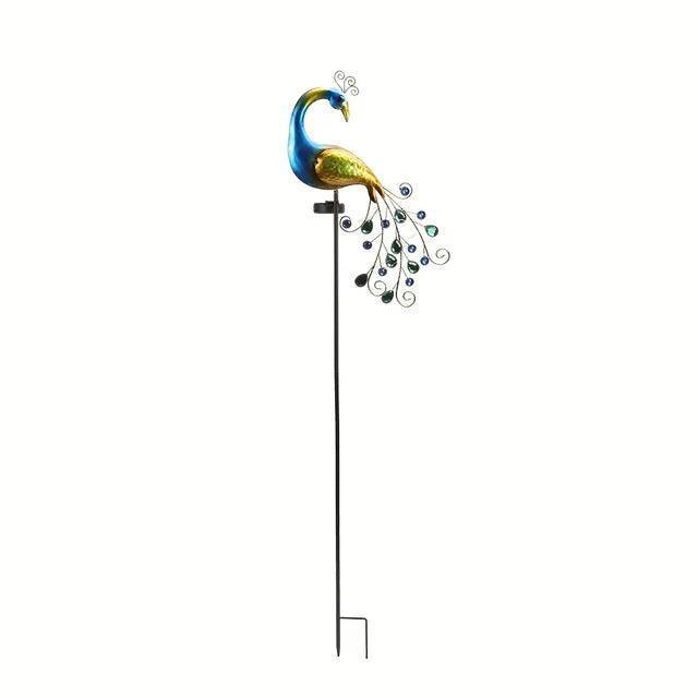 Metal Peacock Decor with Automatic Lights - Outdoor Lawn Art - ClubOn