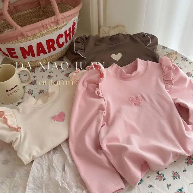 Half High Neck Long Sleeve Love Top for Girls - ClubOn