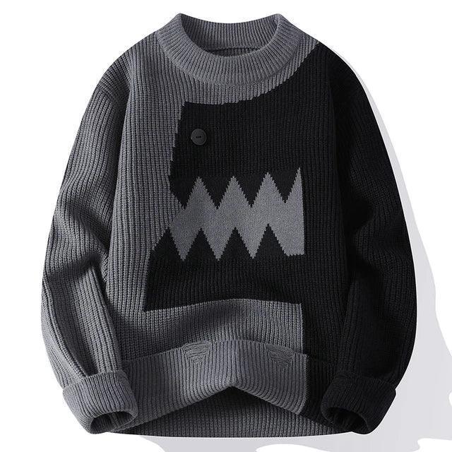 Casual Cartoon Print Sweater for Men - Soft & Warm - ClubOn