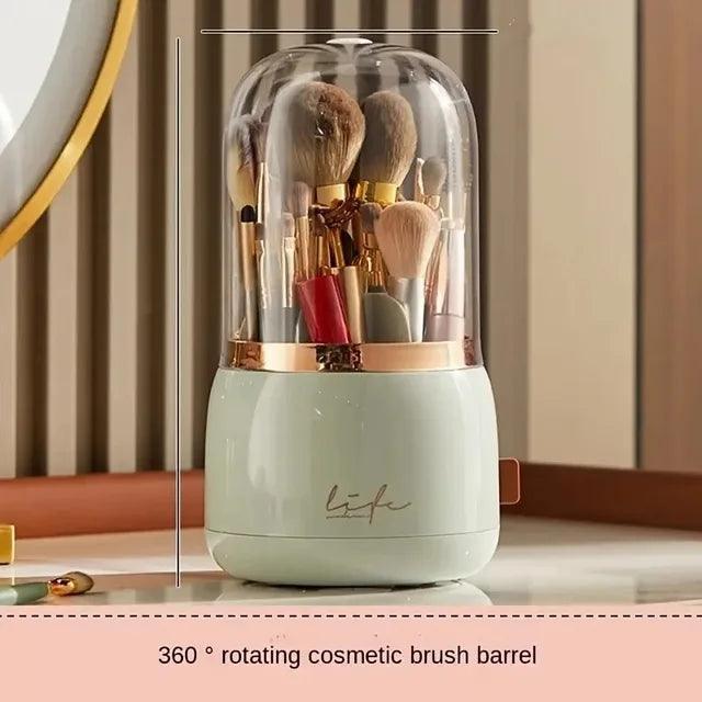 360° Rotating Makeup Brush Holder with Lid – Luxury Organizer - ClubOn