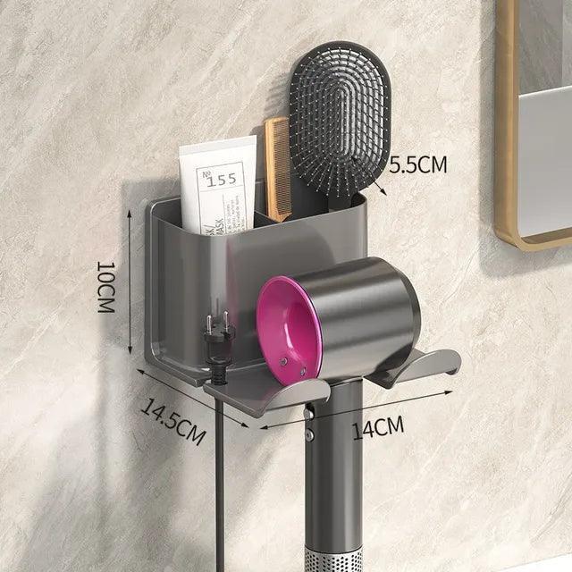 Wall-Mounted Hair Dryer & Straightener Holder – Bathroom Organizer Shelf - ClubOn