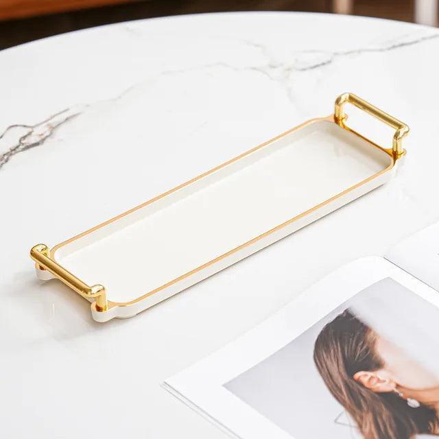 Light Luxury Rectangular Storage Tray - Cosmetic & Water Cup Organizer for Home, Hotel, or Apartment - ClubOn