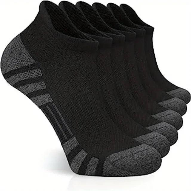 6 Pairs Cushioned Ankle Athletic Running Socks - Breathable Low Cut Sports Tab Socks for Men & Women - ClubOn