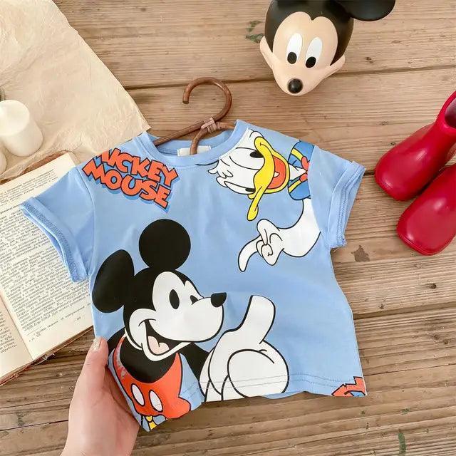Mickey Mouse Cartoon T-Shirt | Kids' Summer Short Sleeve Tee - ClubOn