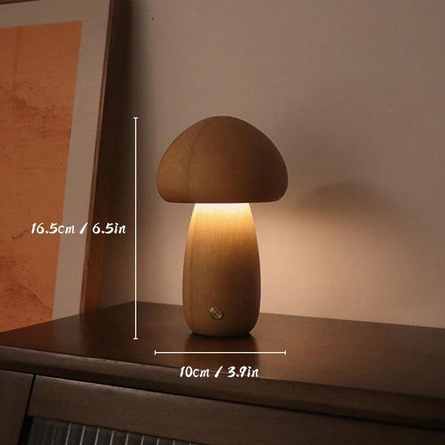 Wooden Mushrooms Night Light - Touch Switch Table Lamp - ClubOn