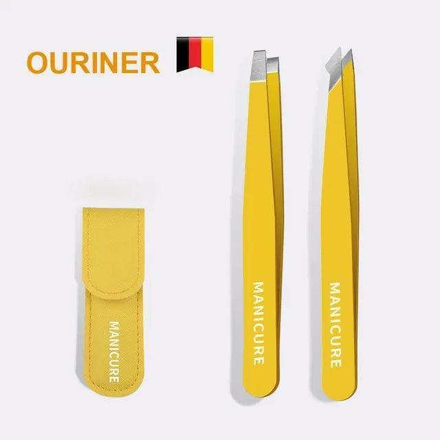 Colorful Eyebrow Tweezer - Stainless Steel Slanted Hair Puller for Fine Hairs, Precision Makeup Tool - ClubOn