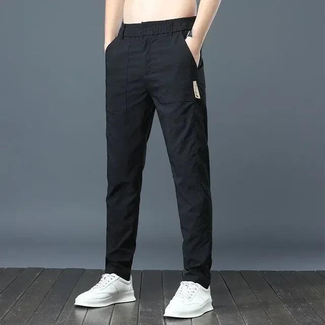 Men's Ice Silk Ultra-Thin Quick-Dry Casual Pants - Korean-Style Loose Fit Straight-Leg Summer Trousers - ClubOn