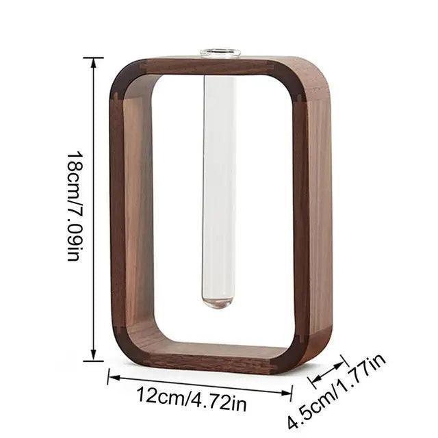 Wooden Hydroponic Vase with Glass Test Tube - Tabletop Plant Holder for Home & Office Decor - ClubOn