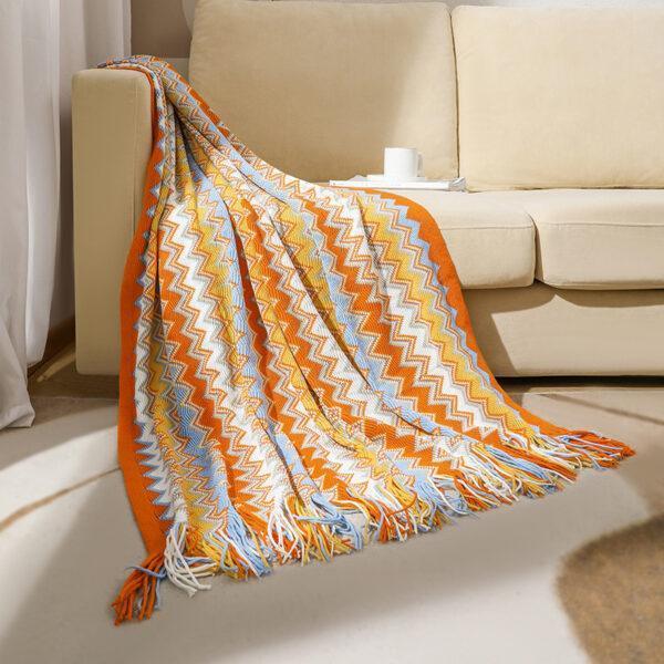 Bohemian Sofa Blanket – Decorative Knit Cover Throw - ClubOn