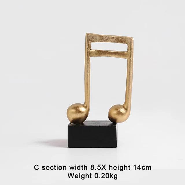 Musical Note Figurine - Golden Resin Home Decor Sculpture - ClubOn