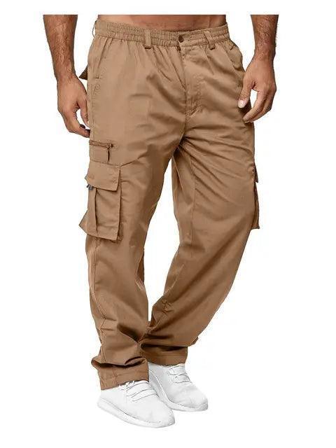 Men's Multi-Pocket Workwear Pants - Casual Outdoor Loose-Fit Straight Leg Fitness Pants - ClubOn
