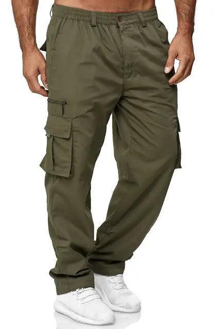 Men's Multi-Pocket Workwear Pants - Casual Outdoor Loose-Fit Straight Leg Fitness Pants - ClubOn