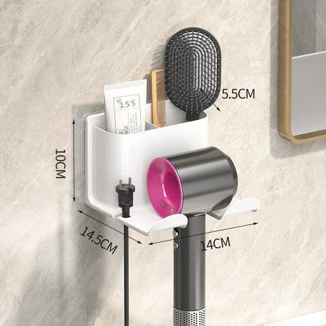 Wall-Mounted Hair Dryer & Straightener Holder – Bathroom Organizer Shelf - ClubOn