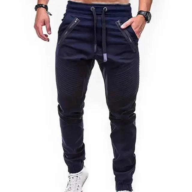 Men's Drawstring Adjustable Slim Fit Jogging Pants - Casual Striped Pocket Pants for Spring and Autumn - ClubOn