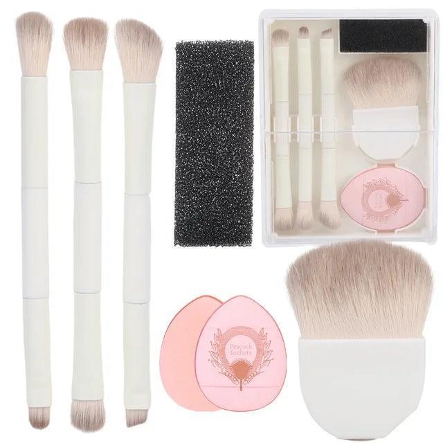 8pcs Travel Makeup Brush Set with Soft Powder Puff - ClubOn