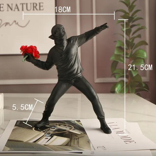 Flower Thrower Statue - Modern Art Resin Banksy Sculpture - ClubOn