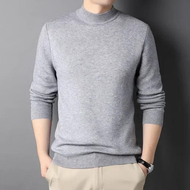 Men’s Cashmere Sweater – Half Turtleneck Slim Fit Knit Pullover for Youth - ClubOn