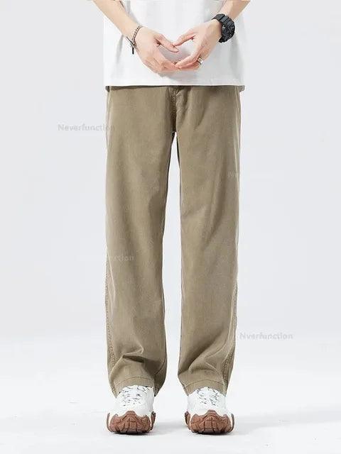 Men's Ultra-Thin Lyocell Baggy Jeans - Soft Breathable Summer Elastic Waist Wide Leg Trousers - ClubOn