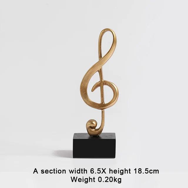 Musical Note Figurine - Golden Resin Home Decor Sculpture - ClubOn