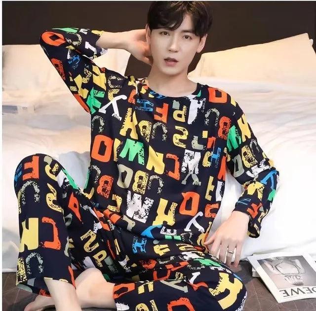Men's Two-Piece Long-Sleeved Pajama Set - Lightweight Spring & Autumn Loungewear - ClubOn