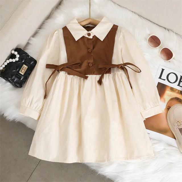 Fashion Long Sleeve Dress for Girls - Casual Princess Bow - ClubOn