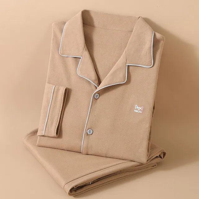 Men's Soft Cotton Pajama Set - Long-Sleeved Loungewear for Spring, Summer, and Autumn - ClubOn