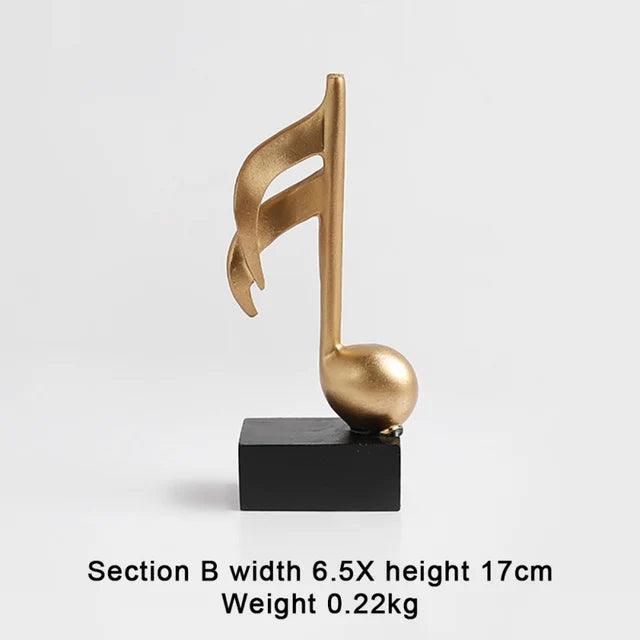 Musical Note Figurine - Golden Resin Home Decor Sculpture - ClubOn