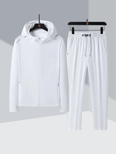 Men's Plus Size 2-Piece Tracksuit Set - Ice Silk Hooded Suit - ClubOn