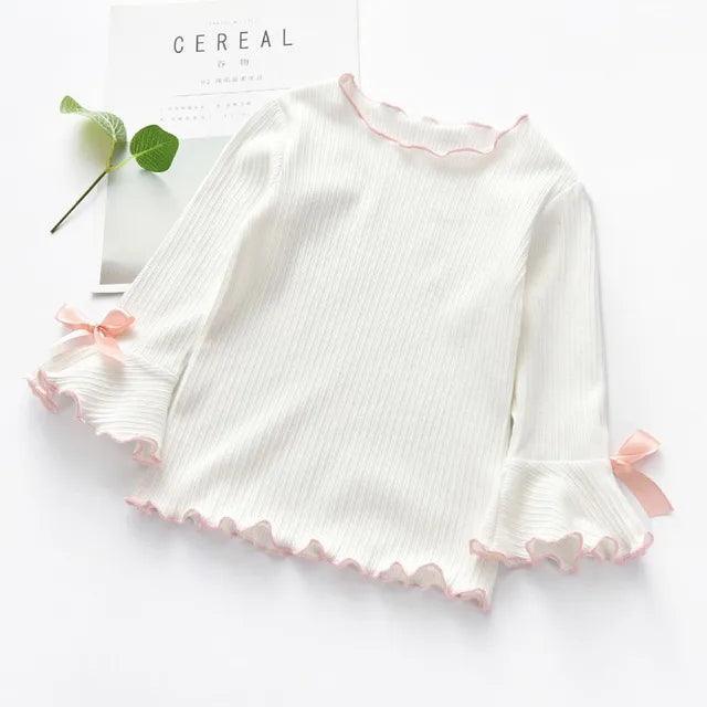 Ruffled Flare Sleeve Bow-Knot T-Shirt for Baby Girls (3-8Y) - ClubOn