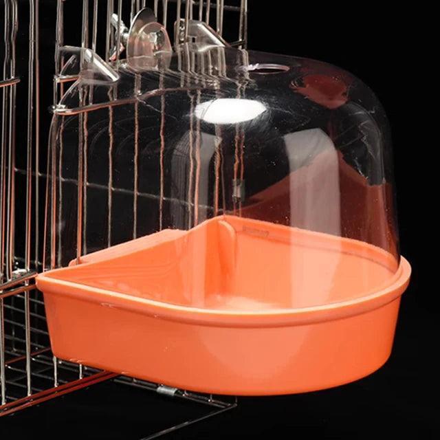 Hanging Bird Bath Box – Clear Visible Bathtub for Parrots, Canaries, Budgerigars & Cockatiels - ClubOn