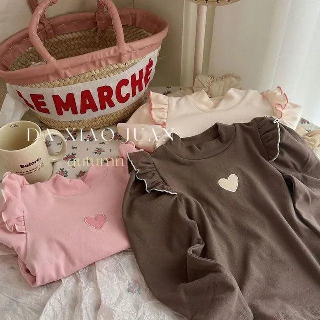 Half High Neck Long Sleeve Love Top for Girls - ClubOn