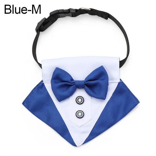 Adjustable White Collar Pet Accessories - Tuxedo Bow Tie - ClubOn