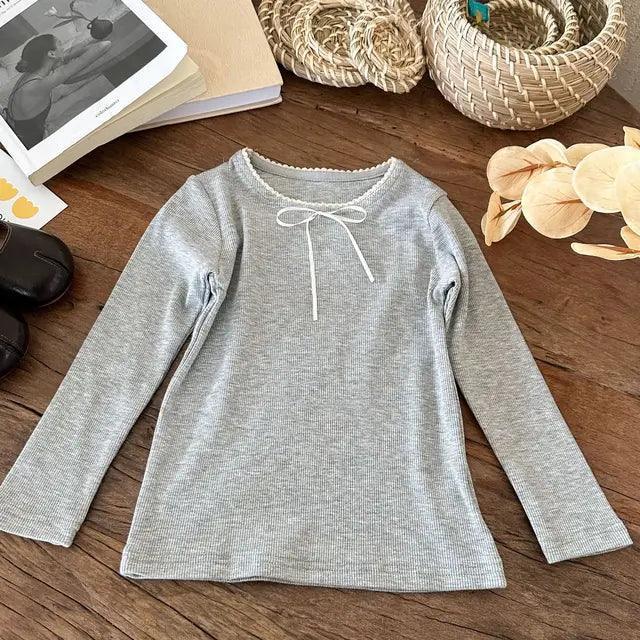 Lace Collar Long Sleeve Undershirt for Girls | Autumn - ClubOn