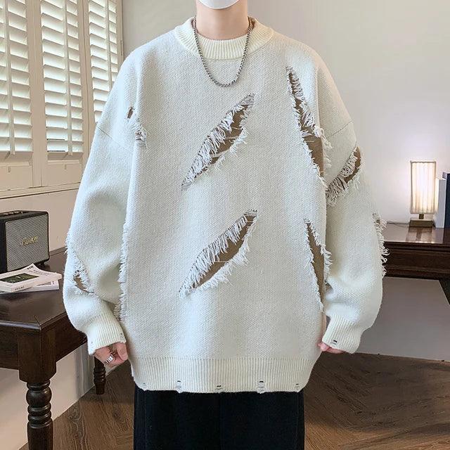 Men's Round Neck Long-Sleeved Knitted Pullover Sweater - ClubOn