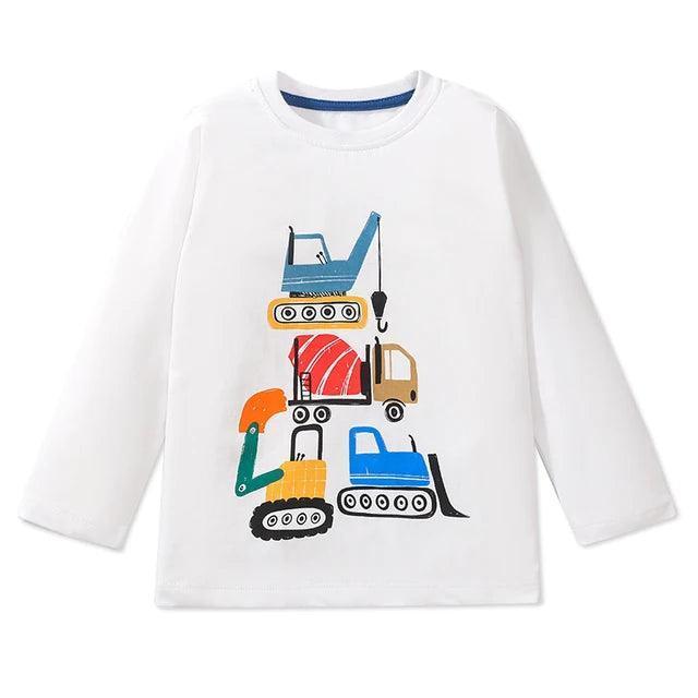 Little Maven Cartoon Excavator Long Sleeve Tee for Boys - ClubOn