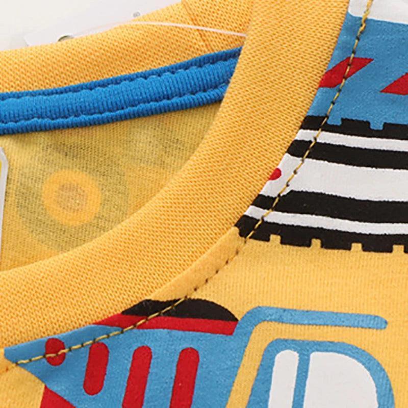 SAILEROAD Summer Yellow T-Shirt - Cartoon Excavator - ClubOn