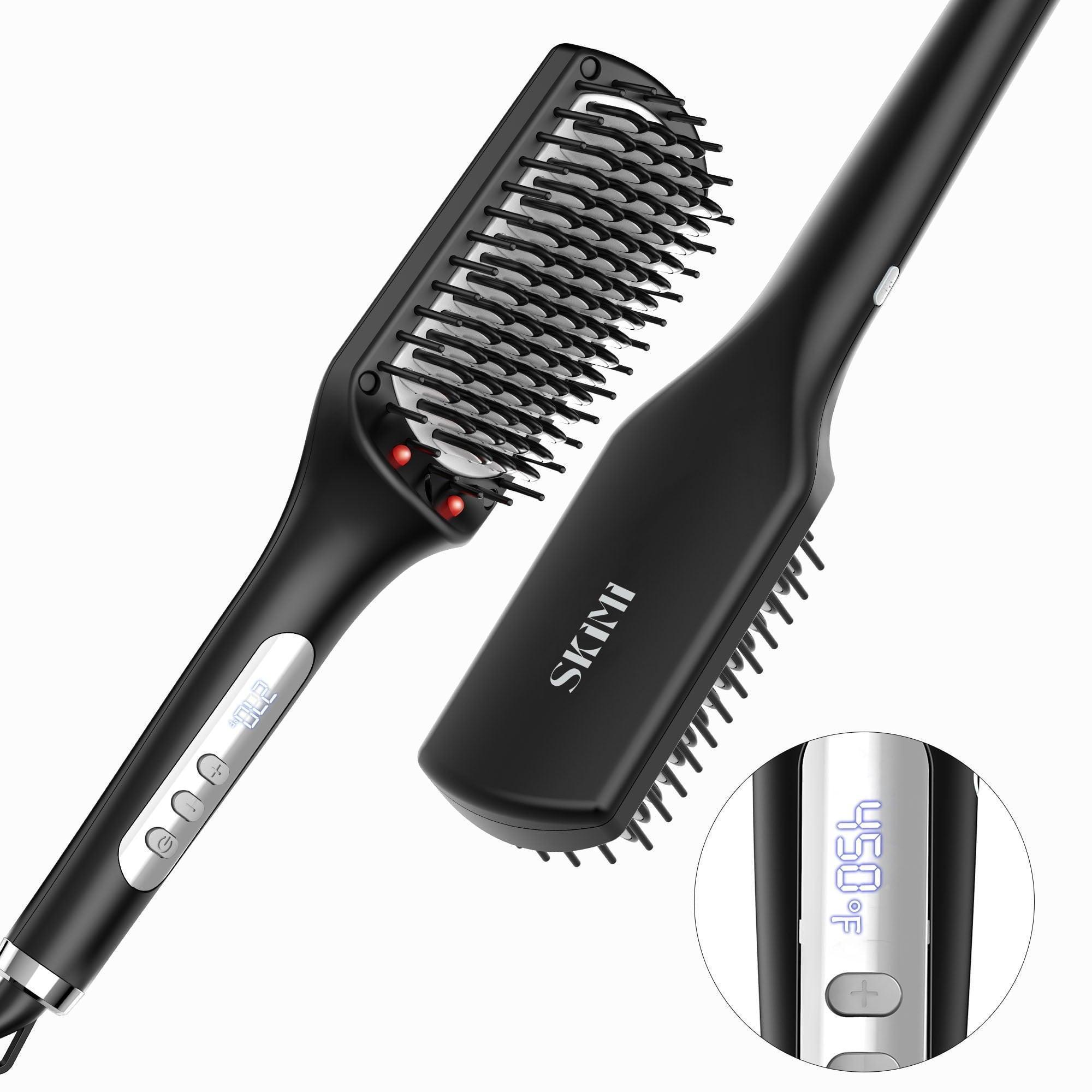 SKIMI Hair Straightening Brush, Ionic Hair Straightener Comb, LED Display, Ceramic Coating - ClubOn